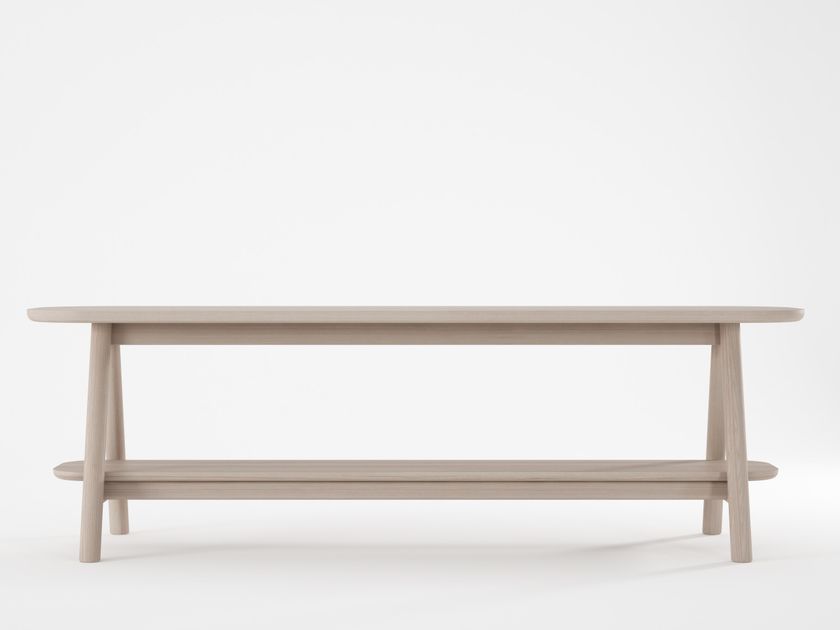 CURBUS Rectangular solid wood coffee table with integrated magazine ...