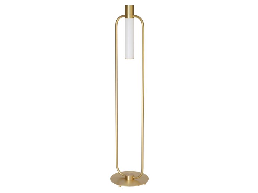 Lampada Da Terra LED Moderna In Ottone Con Paralume In Vetro Bianco, Altezza 150 Cm - Per Soggiorno, Camera Da Letto, Studio - Luce Calda E Regolabile - 2