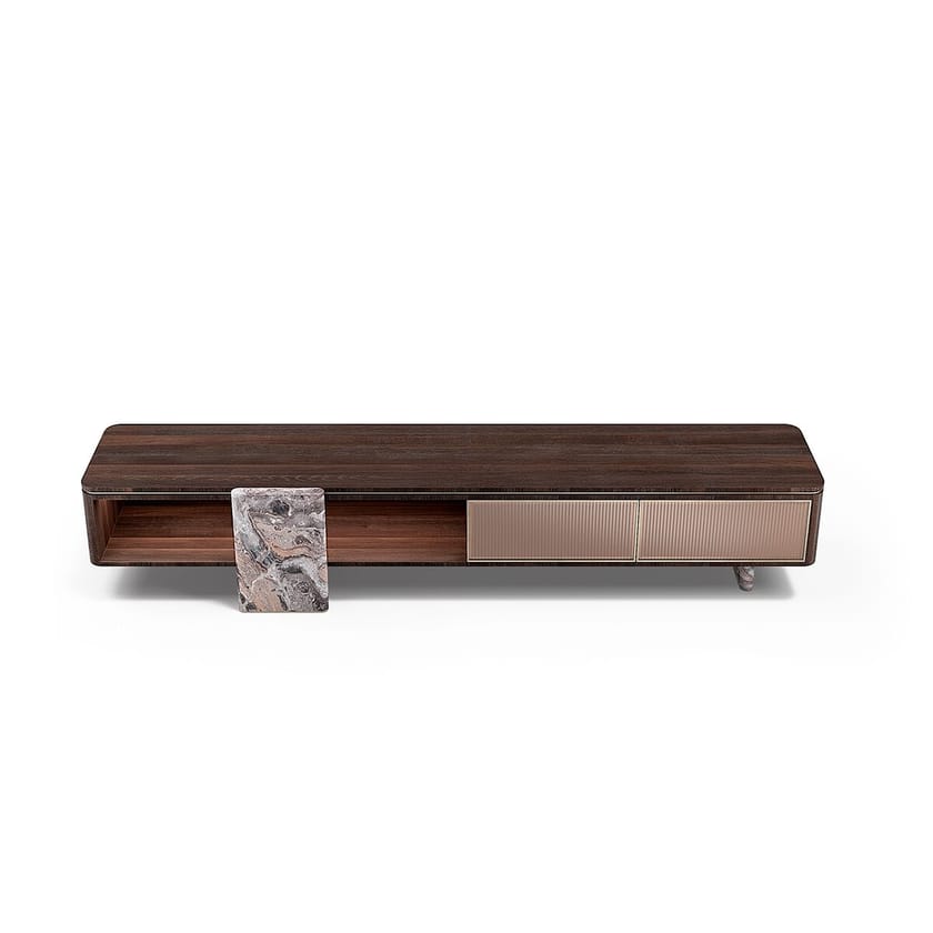 AURELIA by Capital Collection - Mobile TV basso in legno e vetro con cassetti - 10