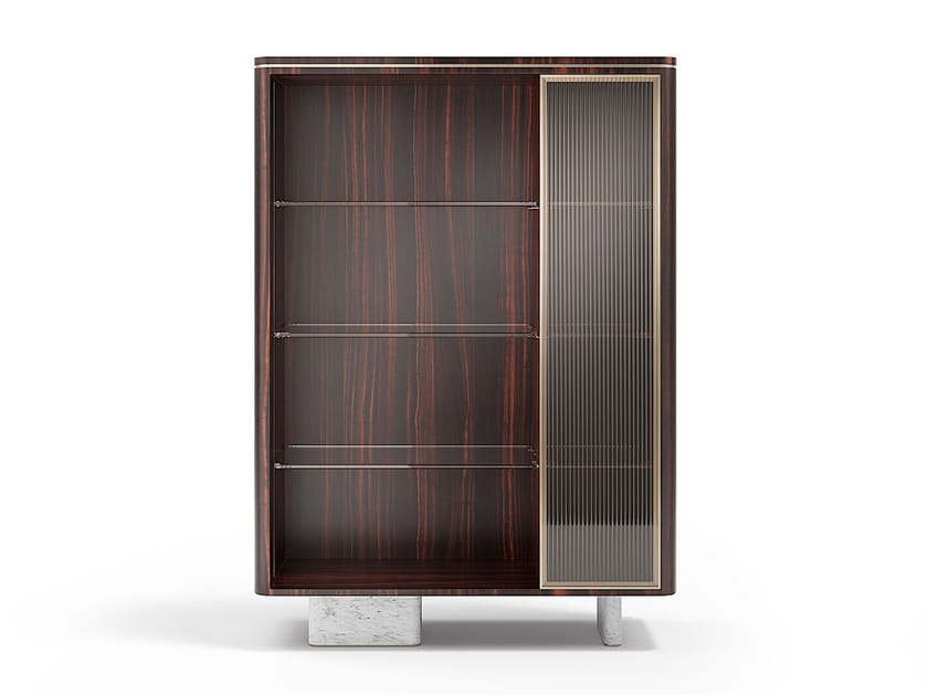 AURELIA, Credenza in legno e vetro con ante a battente