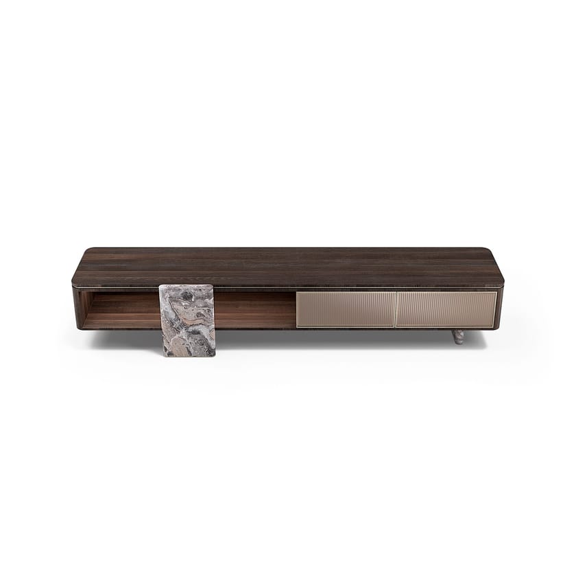 AURELIA by Capital Collection - Mobile TV basso in legno e vetro con cassetti - 2
