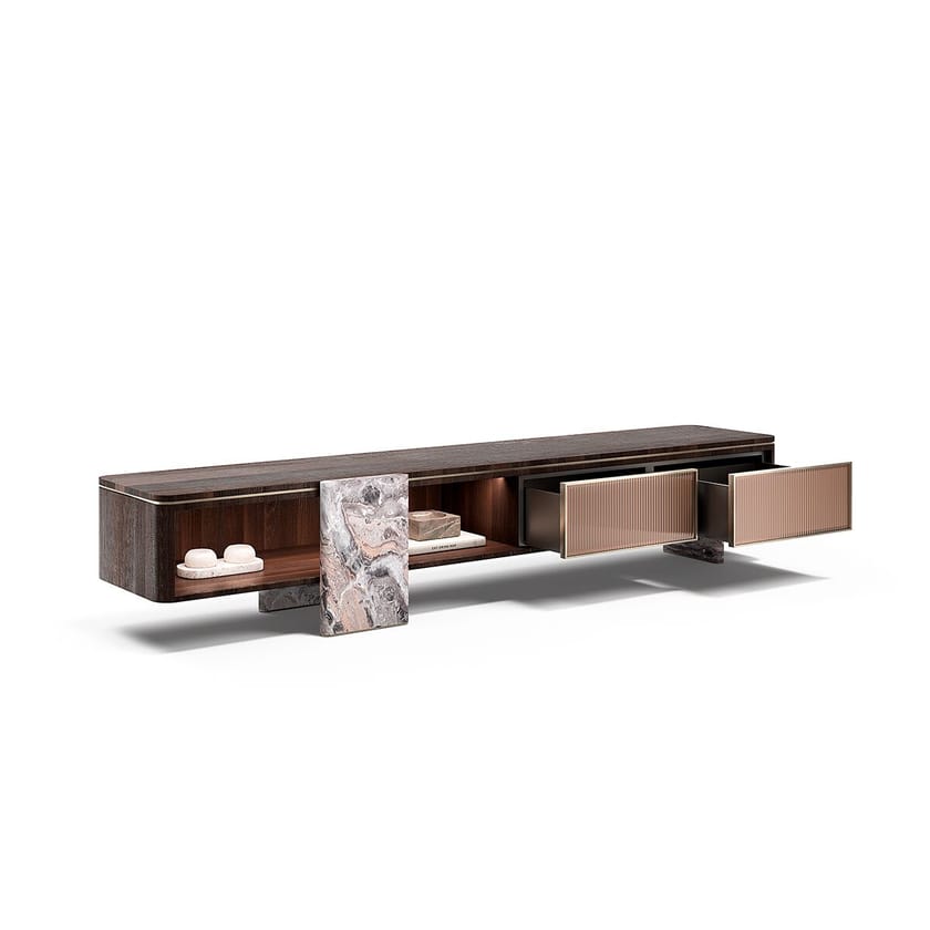 AURELIA by Capital Collection - Mobile TV basso in legno e vetro con cassetti - 6