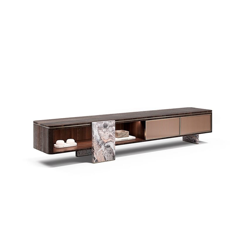 AURELIA by Capital Collection - Mobile TV basso in legno e vetro con cassetti - 4