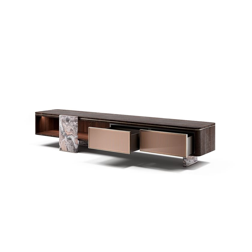 AURELIA by Capital Collection - Mobile TV basso in legno e vetro con cassetti - 14