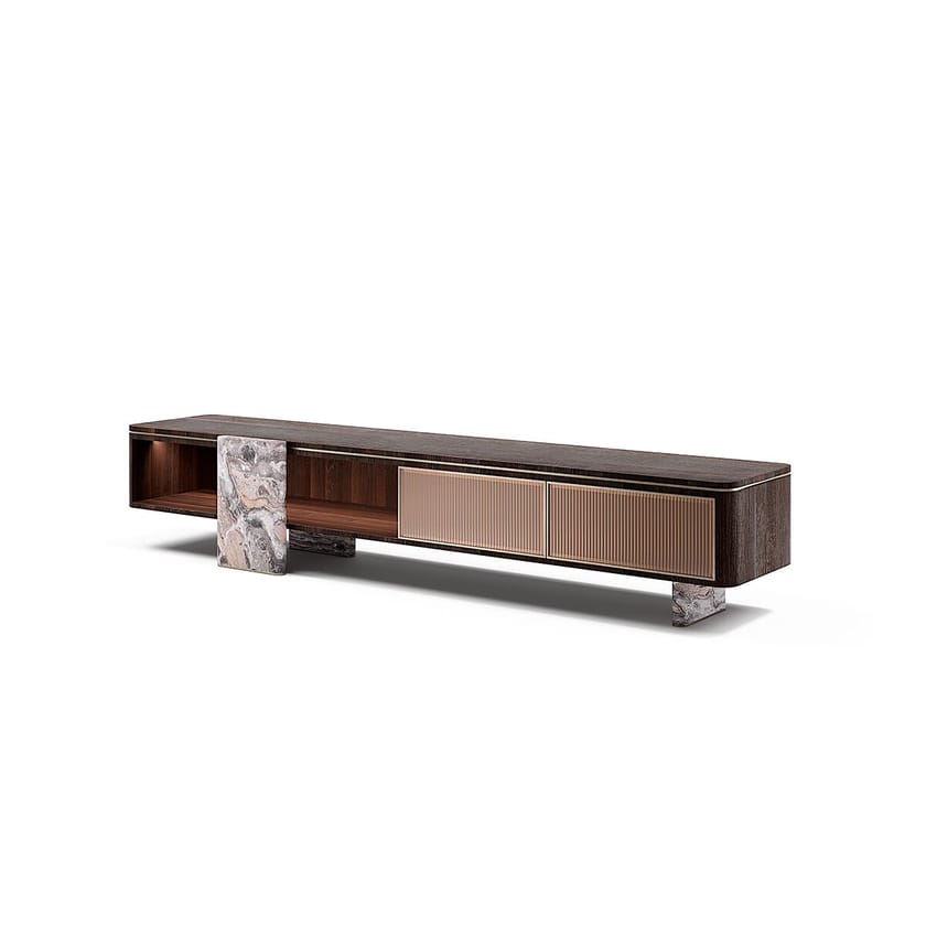 AURELIA by Capital Collection - Mobile TV basso in legno e vetro con cassetti - 8