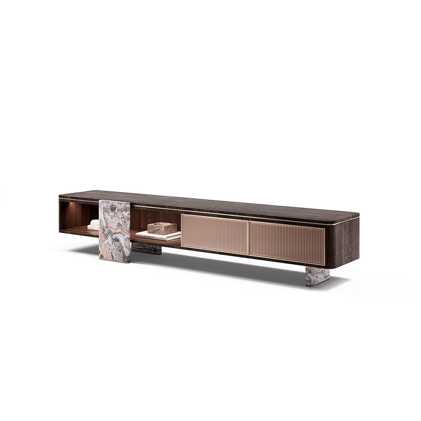 AURELIA by Capital Collection - Mobile TV basso in legno e vetro con cassetti - 7