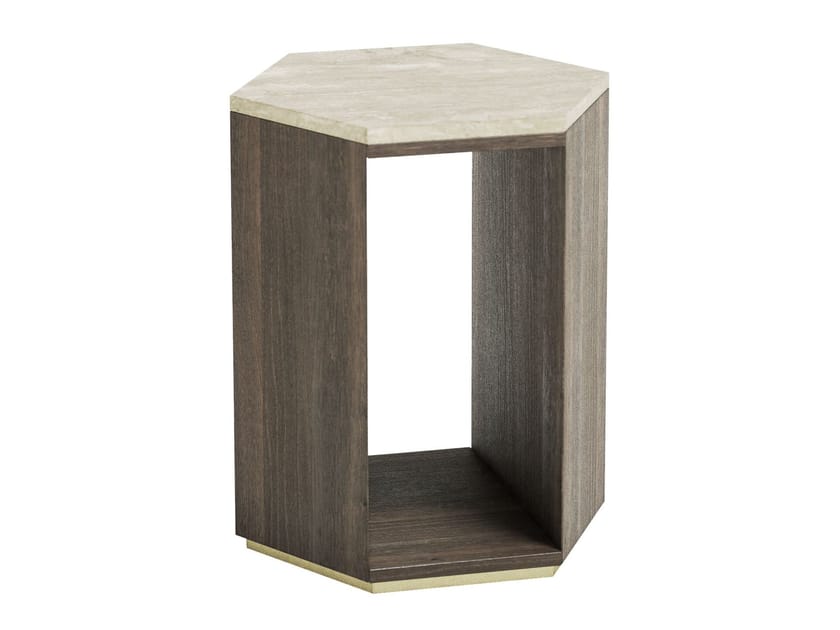 DEDALO by Capital Collection - Tavolino alto esagonale in legno con piano in marmo - 2 DEDALO by Capital Collection - Tavolino alto esagonale in legno con piano in marmo - 2