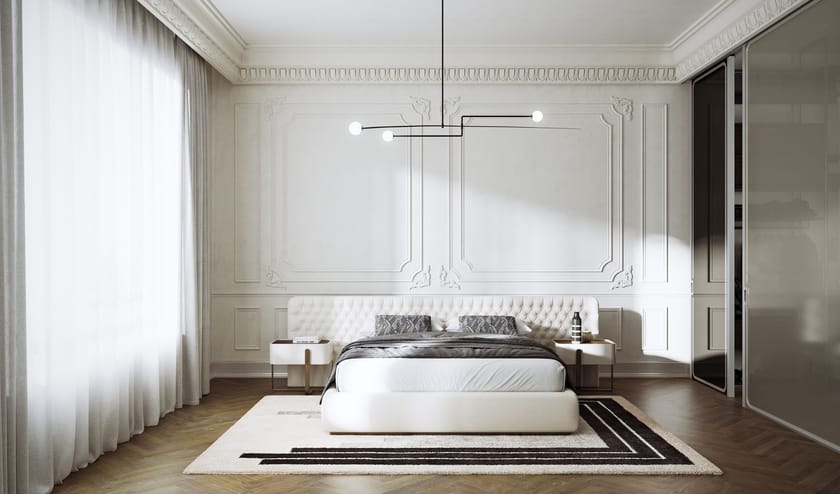 OPERA by Capital Collection - Letto matrimoniale in pelle con testiera capitonné - 2