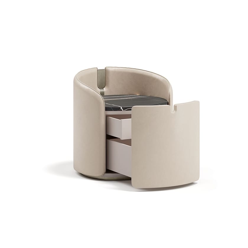 SUITE by Capital Collection - Comodino rotondo rivestito in pelle - 8