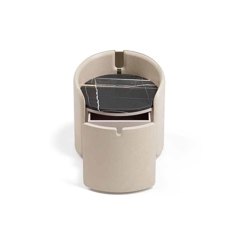 SUITE by Capital Collection - Comodino rotondo rivestito in pelle - 7