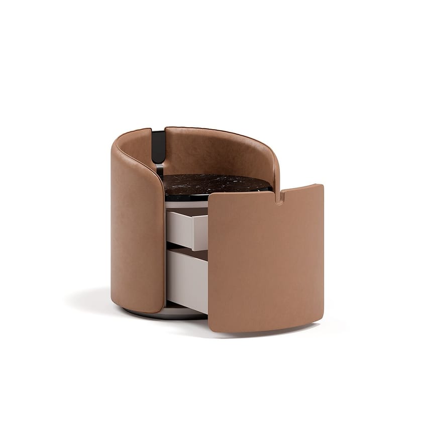 SUITE by Capital Collection - Comodino rotondo rivestito in pelle - 4