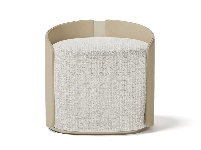 SUITE by Capital Collection - Pouf imbottito rotondo in pelle e tessuto - 2 SUITE by Capital Collection - Pouf imbottito rotondo in pelle e tessuto - 2