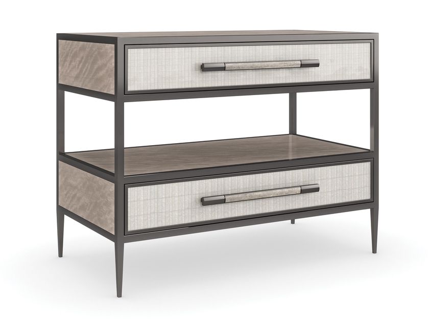 DUAL IMPRESSIONS Rectangular wooden bedside table with drawers By Caracole