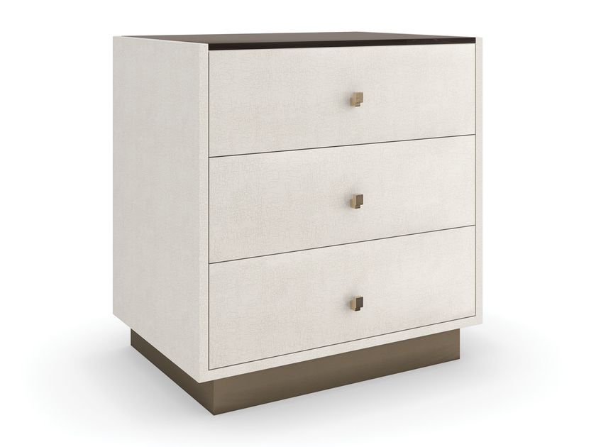 ILIAD Rectangular bedside table with glass top and drawers By Caracole
