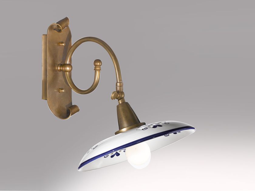 VANNI LAMPADARI Applique Parete Mimosa - Lampada Orientabile In Ceramica Decorata A Mano - Blu - Per Camera Da Letto, Bagno, Soggiorno - Made In Italy