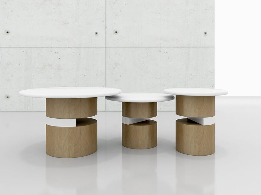 Round wood veneer coffee table DOT By Tuna Ofis design Ozan Sinan Tığlıoğlu