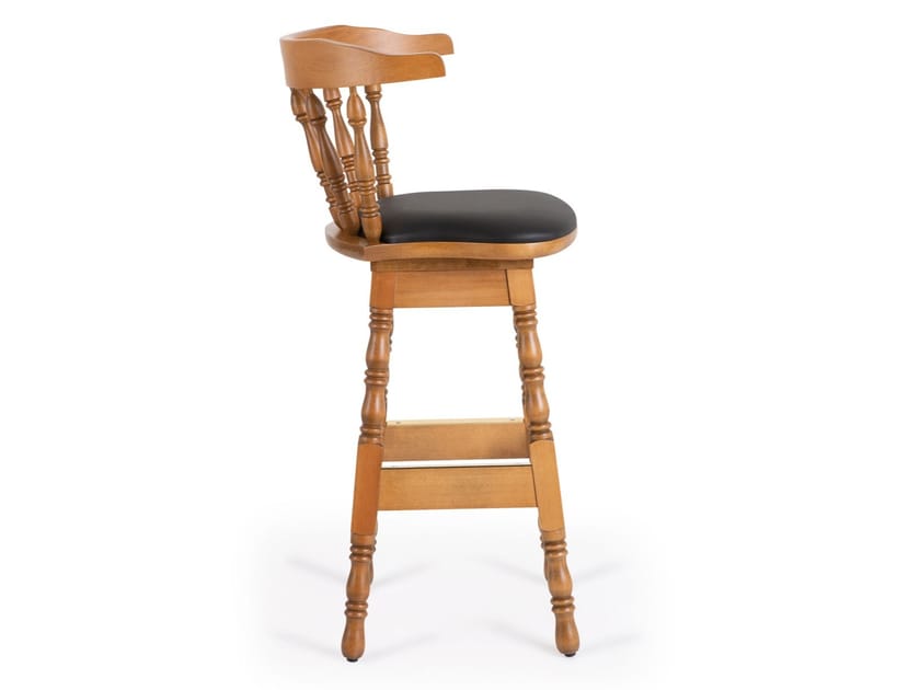 High wooden stool with back DUBLIN BAR By Sandalyeci