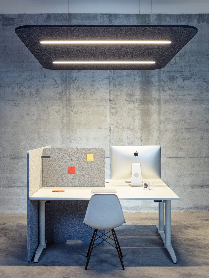 Hanging acoustic panel with Integrated Lighting ECHOLED® LINEAR By ECHOJAZZ