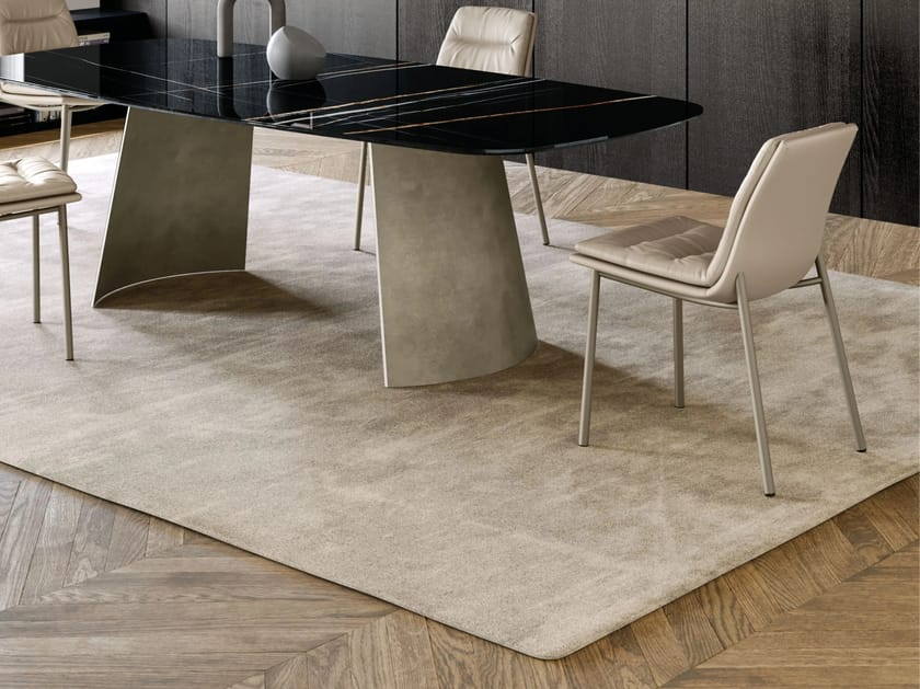 DORIA Rectangular solid-color fabric rug By EFORMA