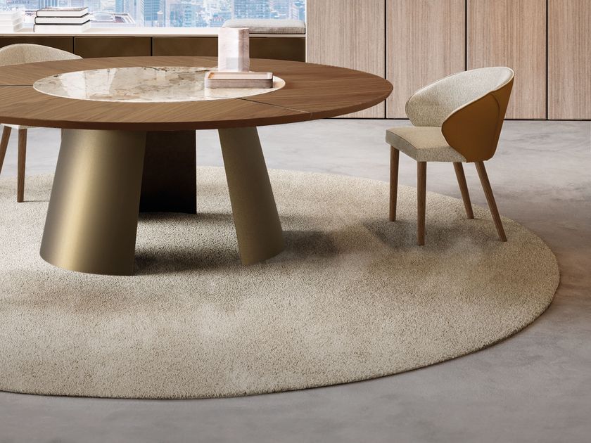 RINA Round solid-color fabric rug By EFORMA