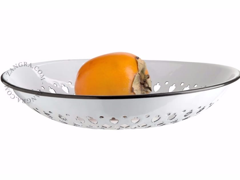 Enamelled metal fruit bowl ENAMEL FLAT COLANDER By ZANGRA