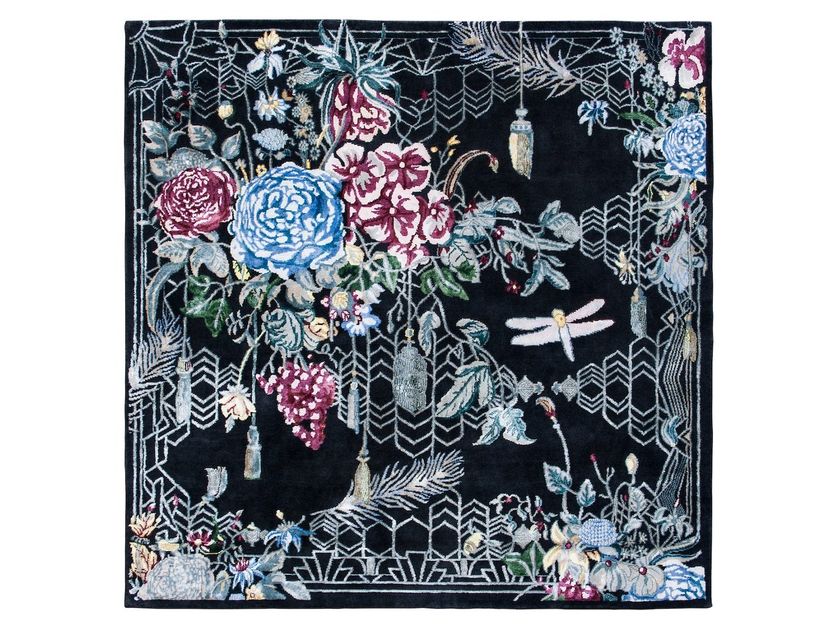 Blumen Handgearbeiteter Quadratischer Teppich Escape Flowers By