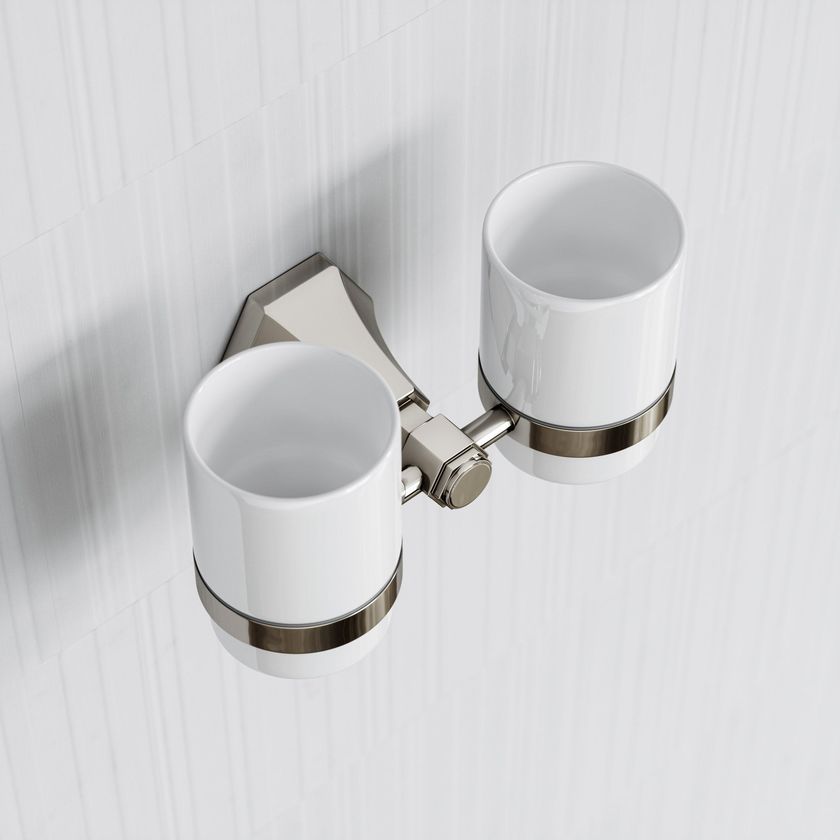 Emco Loft Portaspazzolino Doppio Da Parete – 2 Bicchieri In Cristallo E Alluminio Nero Opaco – 18 Cm