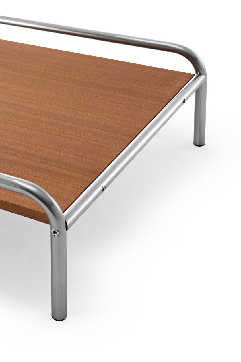 STRINGA Rectangular steel and wood coffee table By Exteta