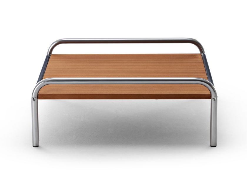 STRINGA Rectangular steel and wood coffee table By Exteta
