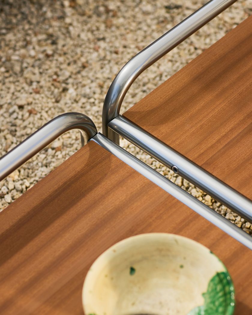 STRINGA Mesita rectangular en acero y madera By Exteta