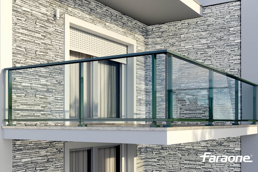 MAIOR EVO ONE Parapetto in alluminio e vetro By FARAONE