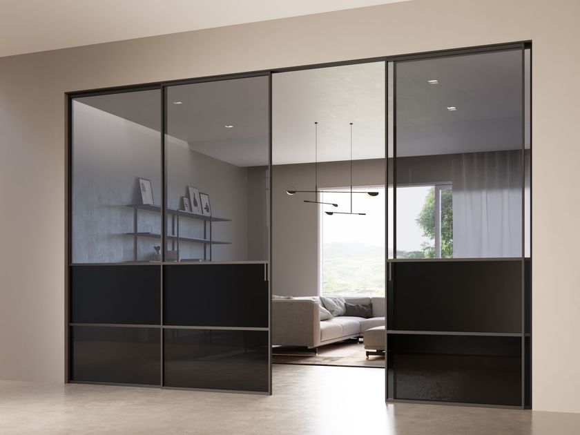 DELINEO INDUSTRIAL/2 Sliding glass movable wall By FERREROLEGNO