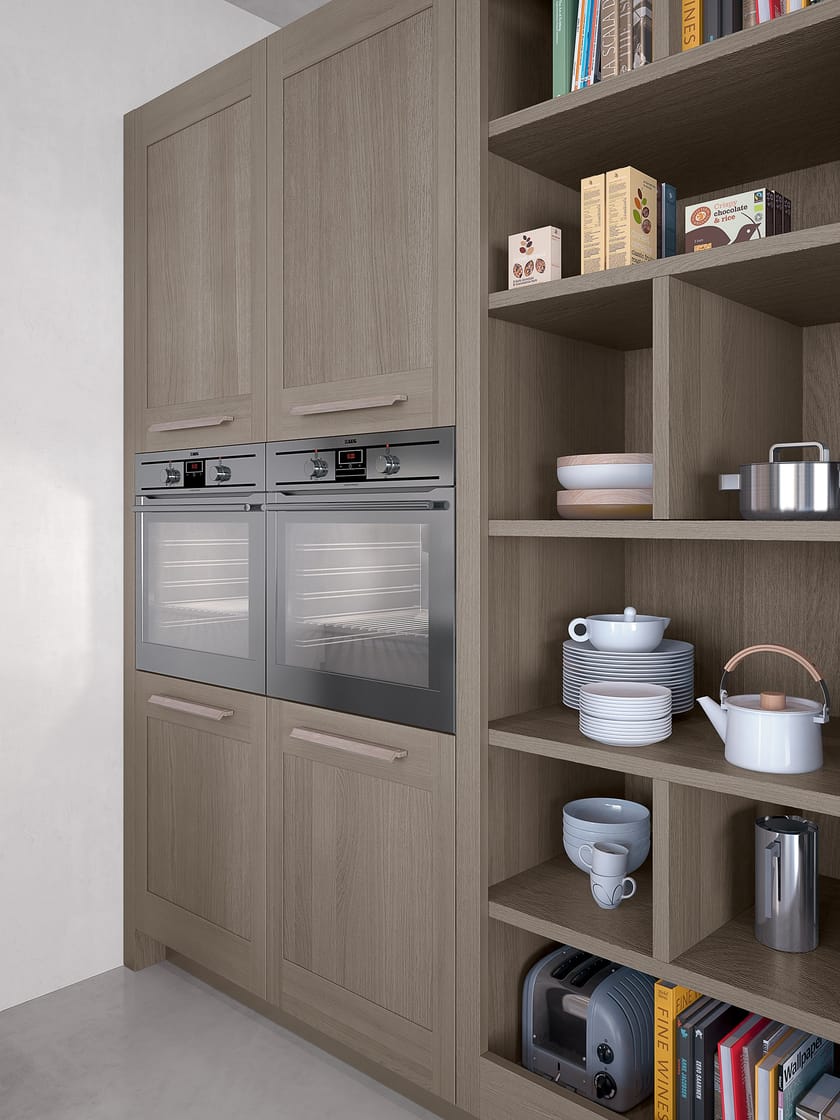 Wood veneer kitchen with island FIAMMA By GD Arredamenti