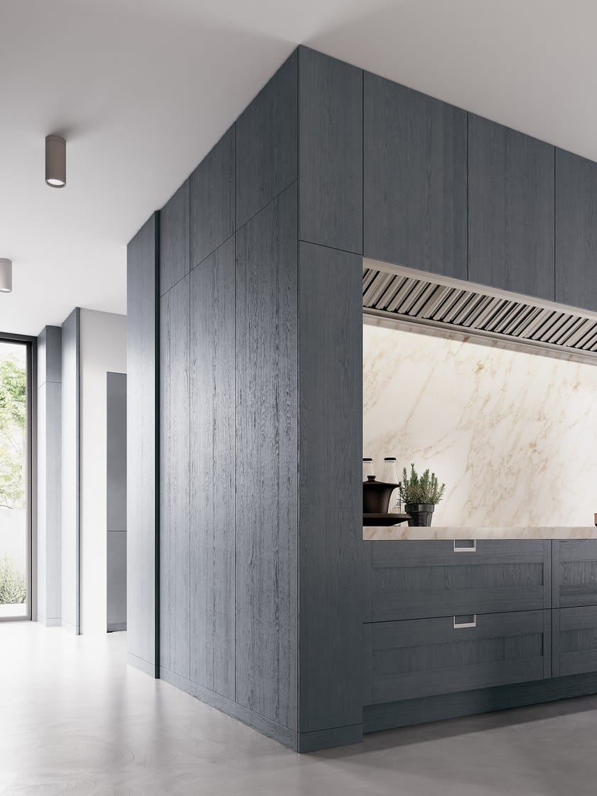 Wood veneer kitchen with island FIAMMA By GD Arredamenti