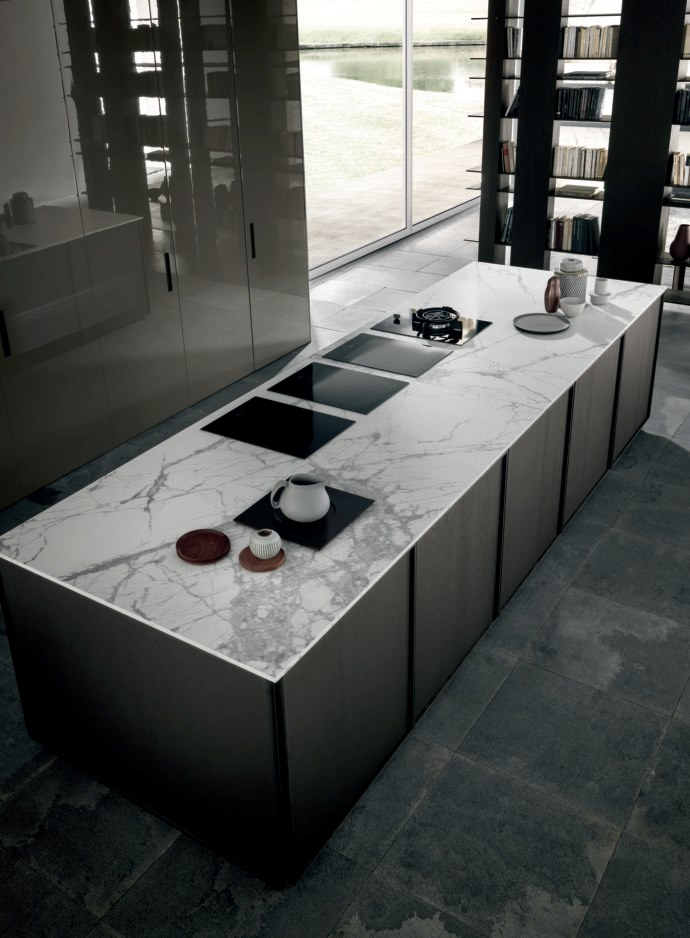 FRAME BLADE Hideaway linear oak kitchen with island By MODULNOVA ...