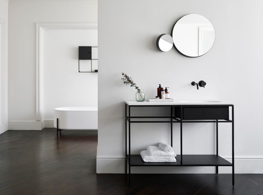 Como 27.6" Sink Console, Brushed Nickel - Contemporary - Bathroom