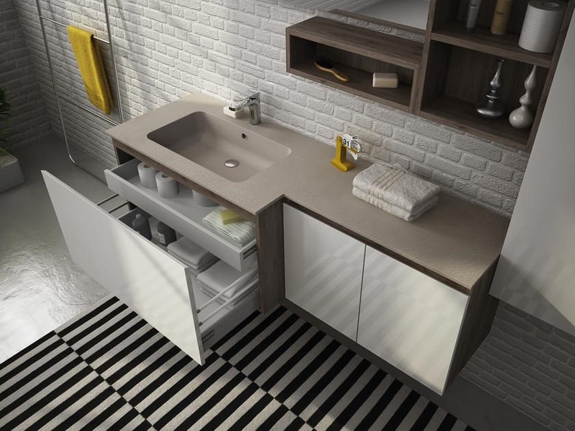 FREEDOM FL34 HPL vanity unit with mirror By LEGNOBAGNO