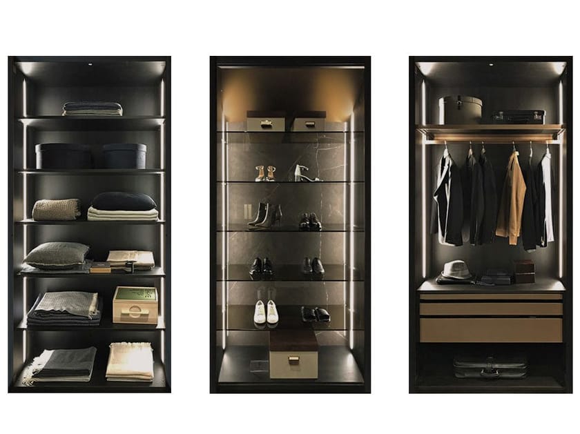 Sectional wood and glass wardrobe FREEDOM By Shake