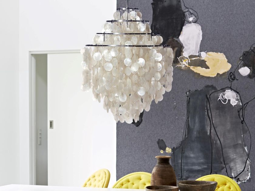 FUN 0DM Mother of pearl pendant lamp By Verpan | design Verner Panton