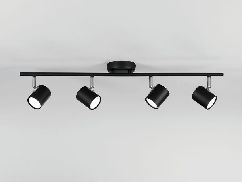 Lampada A Soffitto Herford 4 Luci Orientabili - Design Industriale In Metallo/legno/vetro - Ruggine - Attacco GU10