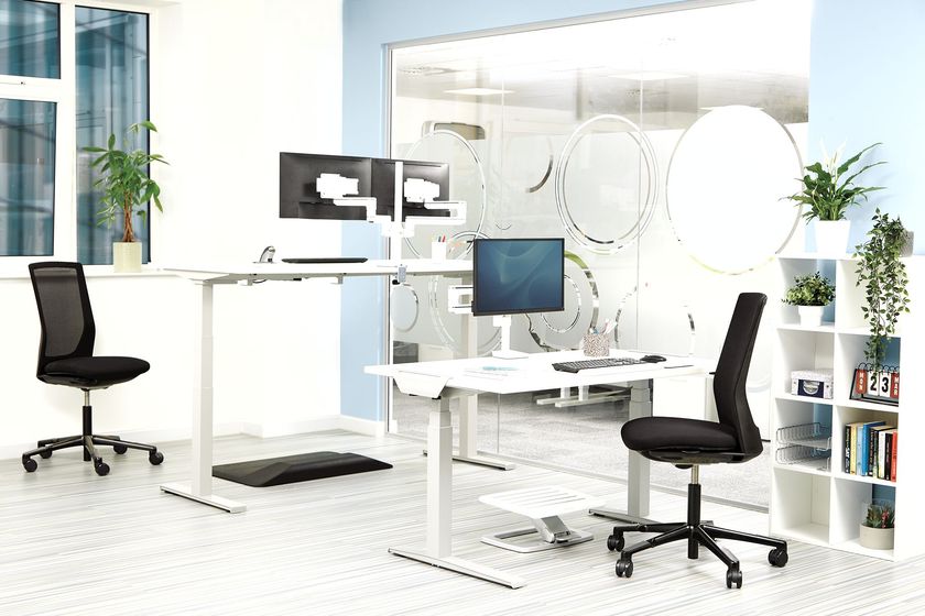 Fellowes 8042901 Braccio Doppio Per Monitor Lotus – Ergonomico Per Doppio Schermo, Regolabile In Altezza, VESA, Per Postazioni Sit-Stand