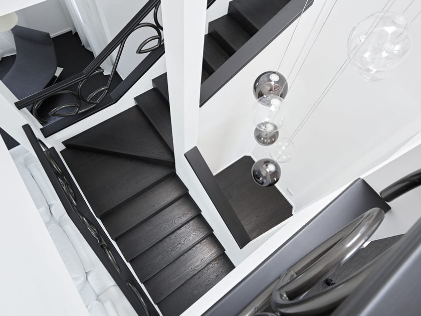 STAIR WITH MATCHING TREAD/RISER Three-crossed-layers wooden covering By ...