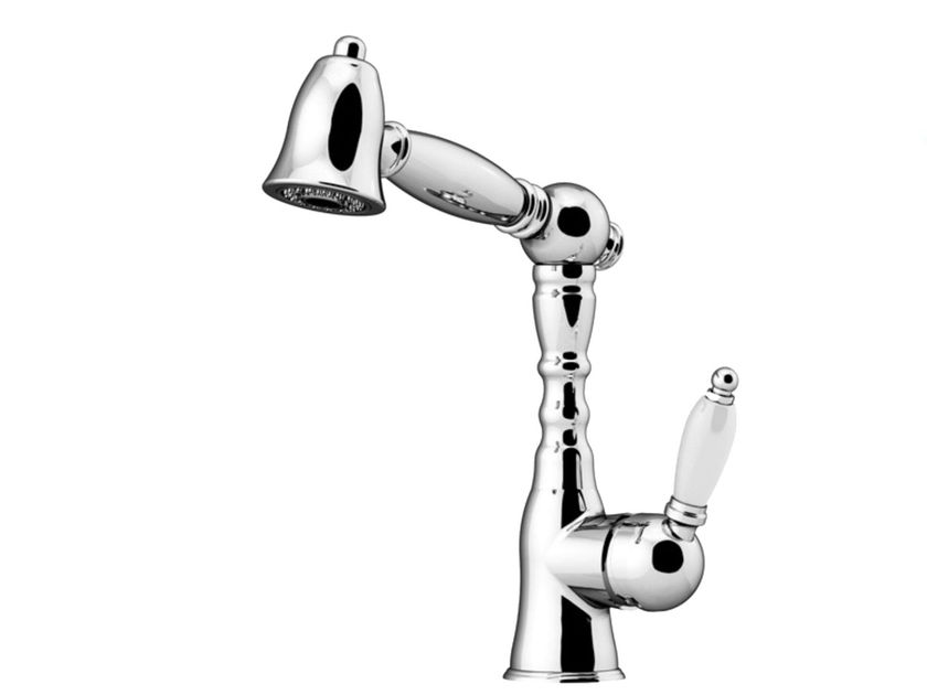 Miscelatore Monocomando Retrò TVTIUO In Bronzo Antico Con Dettagli In Ceramica Blu - Rubinetto Bagno Girevole 360°