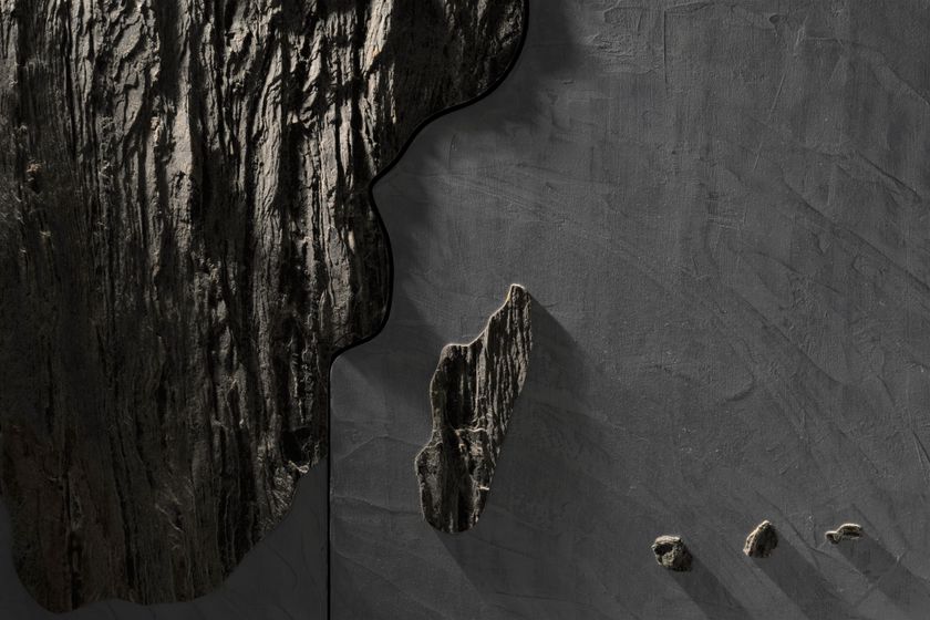 Natural stone highboard with doors GEO Earth Collection By Cypraea