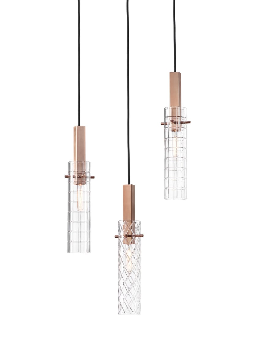Direct light crystal and stainless steel pendant lamp GEOMETRIC By PRECIOSA Lighting design