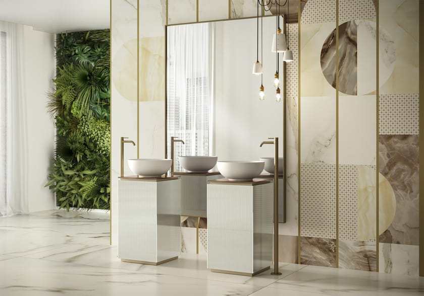 GLASS & PAPER Bathroom wallpaper with floral pattern By ARTELINEA