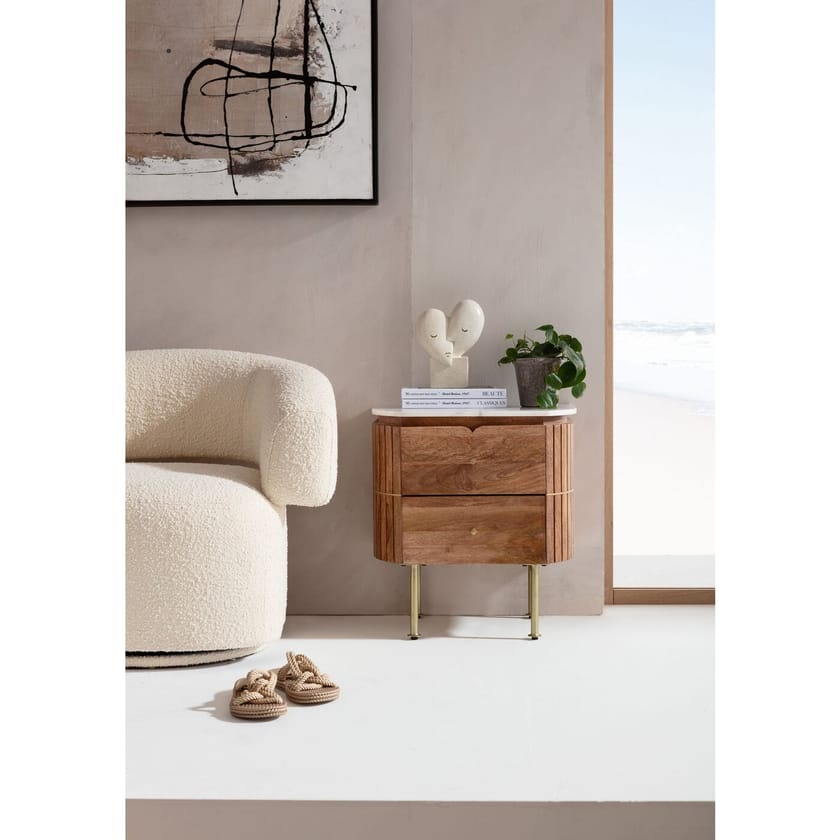 GRACE Solid wood bedside table with drawers By KARE Design