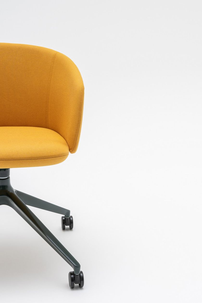 GRACE Swivel trestle-based fabric chair with castors By MDD | design ...
