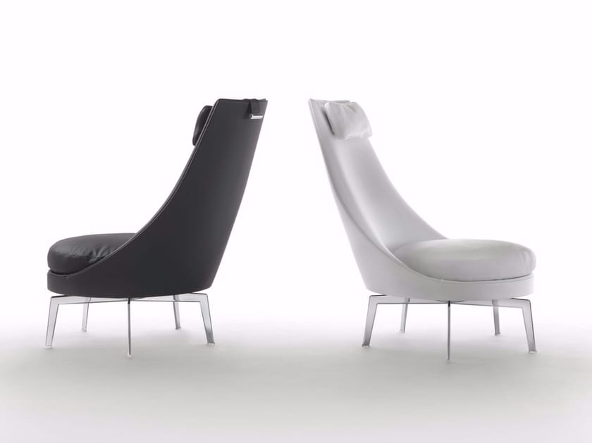 Highback upholstered leather armchair GUSCIOALTO Armchair Guscioalto