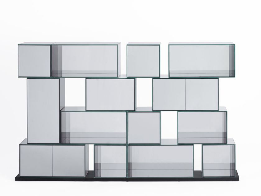 QUANTUM Modular crystal bookcase By Glas Italia | design Piero Lissoni